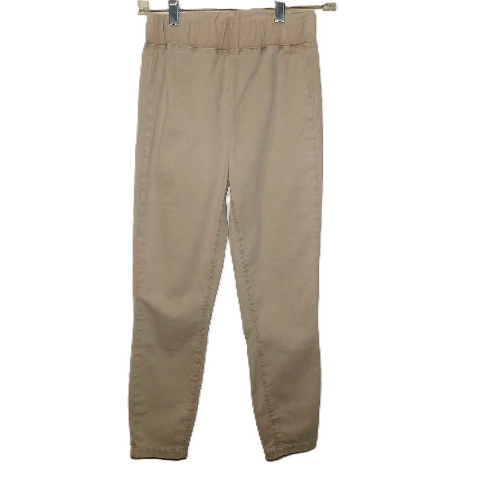 L'Agence Tan Pull On Elastic Waist Cropped High Waist Pants Size Small